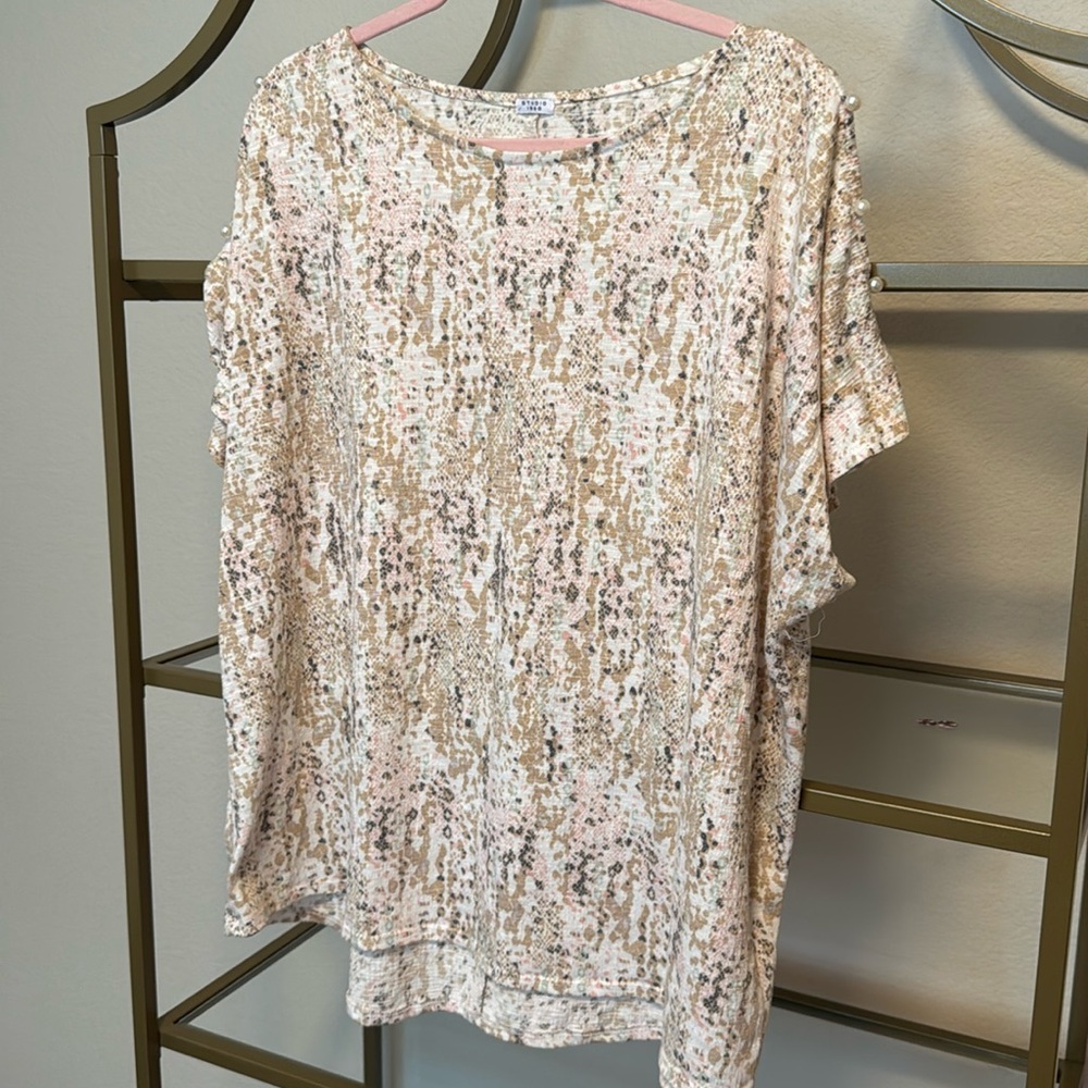 #6 Snakeskin Cold Shoulder Embleshised Blouse